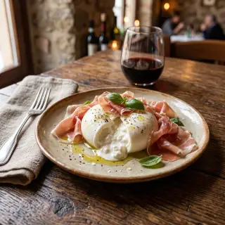 Burrata e prosciutto